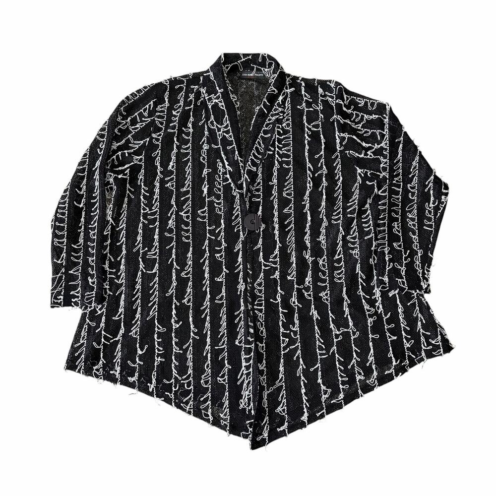 Jean Marc Philippe Net Fringe Cardigan XL* Black Oversized Lagenlook Retro Artsy